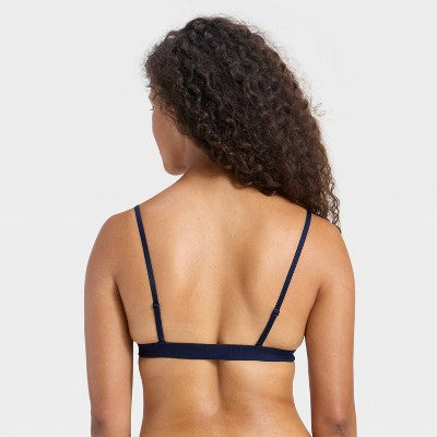Women's Pointelle Triangle Bralette - Wild Fable Dark Blue L