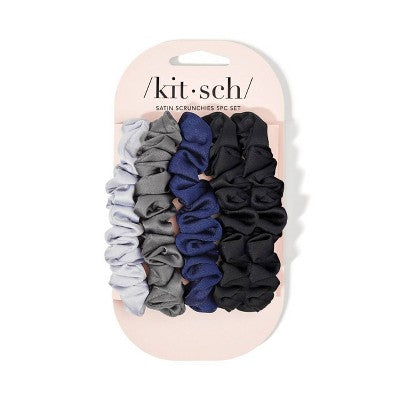 Kitsch-Mass Women's Satin Petite Scrunchies - Midnight - 5ct