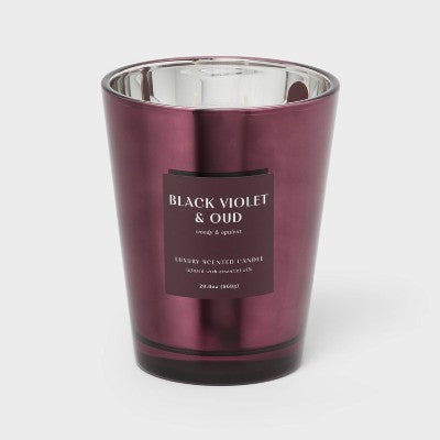 20oz Purple Metallic Jar Candle Black Violet and Oud - Threshold