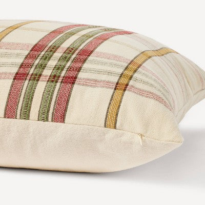 Oversized Woven Plaid Square Throw Pillow Red/Green/Cream/Gold - Threshold designed with Studio Mcgee (LOCAL PICKUP ONLY)