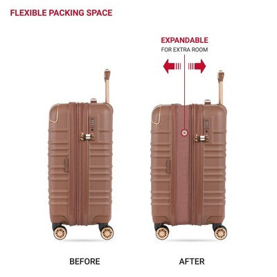 SWISSGEAR Cascade II Hardside Carry On Spinner Suitcase - Maple: 8-Wheel Solid Design