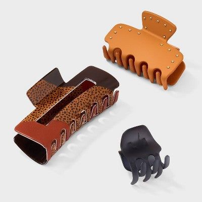 Variety Claw Hair Clip Set 3pc - Universal Thread Navy/Brown
