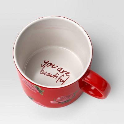 16 fl oz Stoneware You are Loved Rose Print Mug - Threshold
