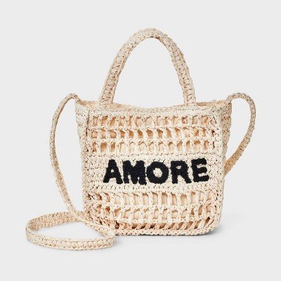 Top Handle Crochet Tote Handbag - Universal Thread Off-White