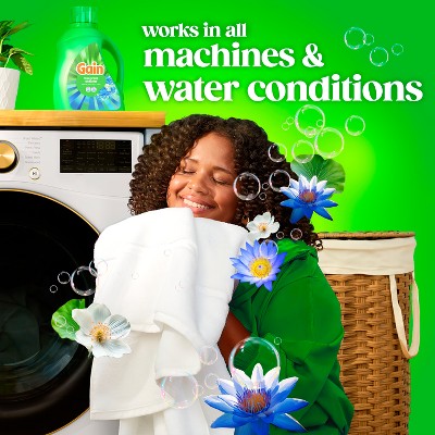Gain Waterfall Delight Liquid Laundry Detergents 61 Loads - 81oz: Cold Water, Spill-Resistant Lid, Paraben-Free