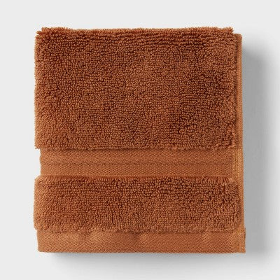 4pk Spa Plush Washcloth Set Caramel - Threshold