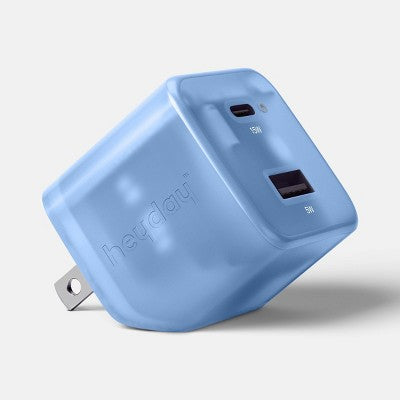 Dual Port 20W Translucent Jelly Wall Charger - heyday Peri-Blue: USB & USB-C Ports