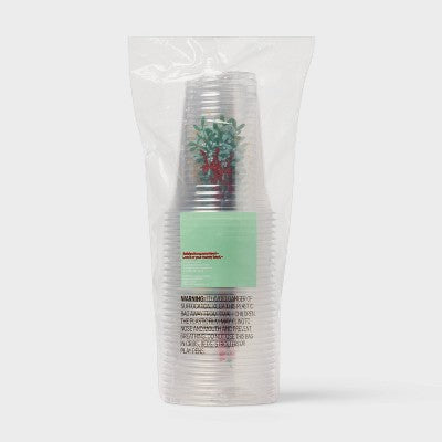 Holiday Disposable Clear Cup - Holly - 18oz/30ct - up&up