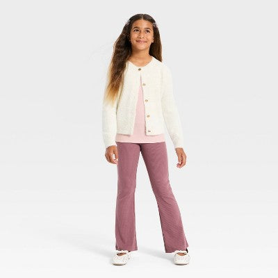 Girls' Ribbed Flare Leggings - Cat & Jack Rose Pink XS