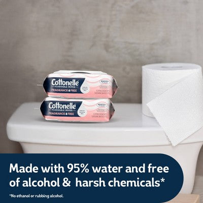 Cottonelle Fragrance Free Flushable Wipes - 4pk/42ct: Unscented, 168 Count