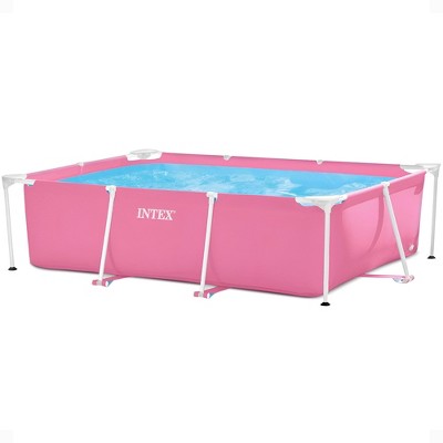 Intex 28266EH 7'L x 5'W x 23-5/8"H Rectangular Metal Frame Above Ground Outdoor Backyard Swimming Pool, 439 Gallons of Water, Pink (LOCAL PICKUP ONLY)