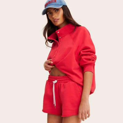 Women's Mid-Rise Pull-On Sweatshorts - Parke x Target Red M
