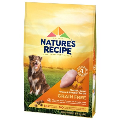 Nature's Recipe Grain Free Chicken, Sweet Potato & Pumpkin Recipe Adult Dry Dog Food - 12lbs