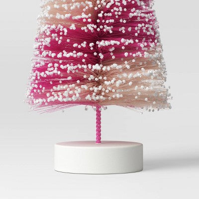 2pc 6" Sisal Bottle Brush Tree Christmas Figurine Set - Wondershop Pink/Red