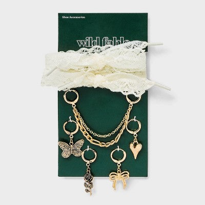 Bows and Butterfly Shoelace and Shoe Charm Set - Wild Fable Gold