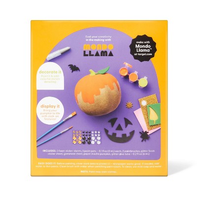 Halloween Craft Embellished Paper Mache Pumpkin Painting Kit - Mondo Llama
