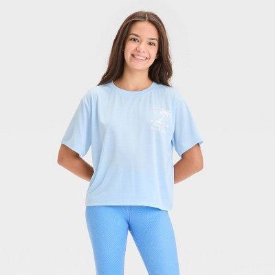 Girls' 'Paradise Beach Club' T-Shirt - All In Motion Blue S