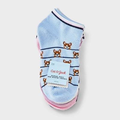 Girls' 6pk Puppy No Show Socks - Cat & Jack M