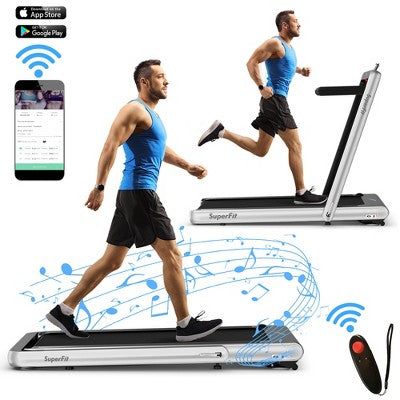 Costway 4.75HP 2 In 1 Folding Treadmill W/Remote APP Control Silver (LOCAL PICKUP ONLY)