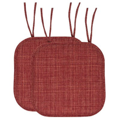 Aria Memory Foam Non-Slip Chair Cushion Pad with Ties, Burgundy, 2 Pack