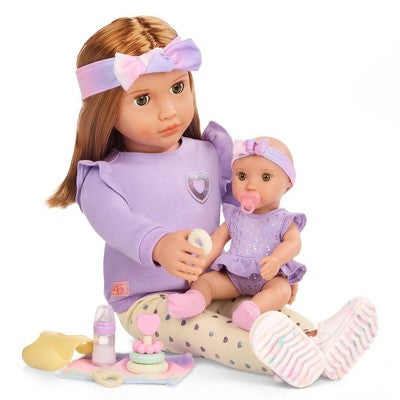 Our Generation Tory & Riley 18" Babysitter Doll & Baby Doll Sister with Accessories Playset: Plastic & Polyester Doll Set
