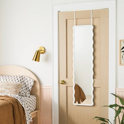 Wavy Over the Door Mirror White - Room Essentials (LOCAL PICKUP ONLY)