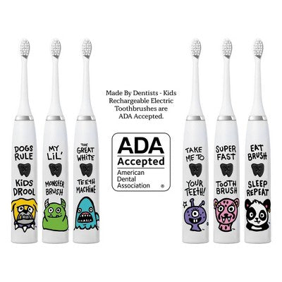 Made by Dentists Kids' Rechargeable Electric Toothbrush with 2 Replacement Toothbrush Heads and Charger - Bulldog