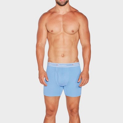 Champion Men's Iconic Essentials 5pk Wicking Boxer Briefs - Heathered Blue/Gray M