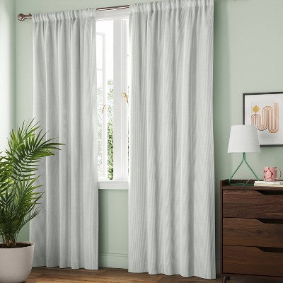 42"x84" Blackout Baby Striped Window Curtain Panel Gray/Ivory - Room Essentials: Room Darkening, Energy Efficient