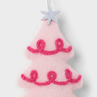 Fabric Tree Christmas Ornament Pink - Wondershop: Indoor Decoration, 5" Height, No Battery Required