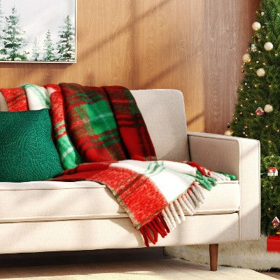 Woven Plaid Throw Blanket Red - Threshold