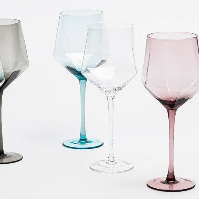 over&back 17.6 fl oz Facet Stemmed Wine Glass Clear