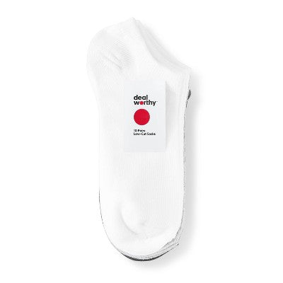 Women's 10pk Low Cut Socks - Dealworthy White/Heather Gray/Black 4-10