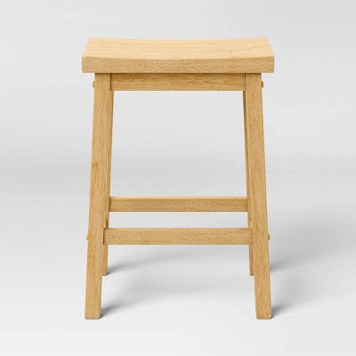 2pk 24" Solid Wood Saddle Counter Height Barstools Natural - Room Essentials (LOCAL PICKUP ONLY)