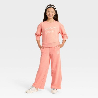 Girls' French Terry Sunny Days Sweatpants Cat&Jack Peach Pink XL