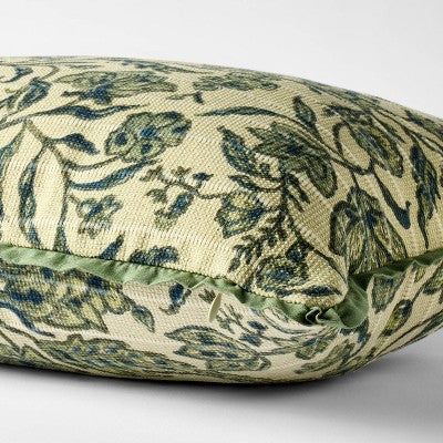 14"x24" Jacobean Floral Throw Pillow Green and Blue - Threshold designed with Studio McGee