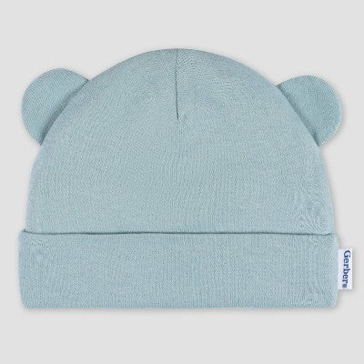 Gerber Baby 6pk Hat & Mitten Set - Blue: Cotton Knit, Elastic Cuffs, 12 Months, Solid Pattern