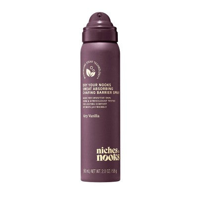 Niches & Nooks, Sweat Absorbing Intimate pH Balanced Chafing Barrier Feminine Spray - Airy Vanilla - 2oz
