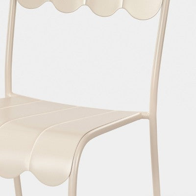 Scallop Slat Outdoor Armless Patio Dining Stacking Chair Cream - Room Essentials (LOCAL PICKUP ONLY)