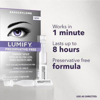 Lumify Eye Drops for Redness Relief - Preservative Free Vials - 20ct