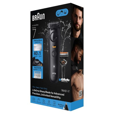 Braun Men's All-In-One Series 7 Trimmer Kit for Beard, Face, Hair and Body with Gillette ProGlide Razor - AiO 7530