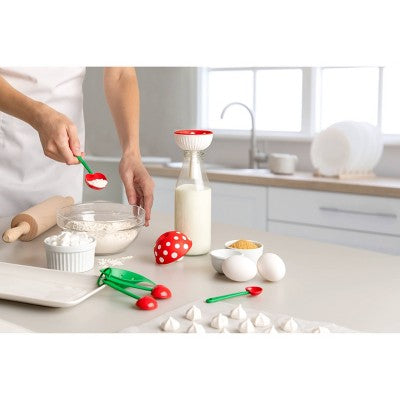 Ototo Mon Cherry Measuring Spoons & Egg Separator: BPA-Free, Nesting Design, Dishwasher-Safe, 5-Piece Set