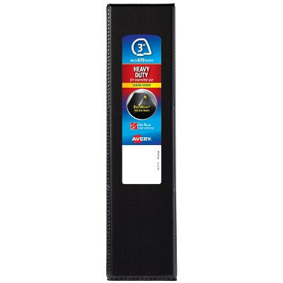 Avery 670 Sheet 3" Heavy Duty Non Stick View Ring Binder Black: 3 Inch D-Ring, Polypropylene, 4 Pockets, Clear Hard Cover