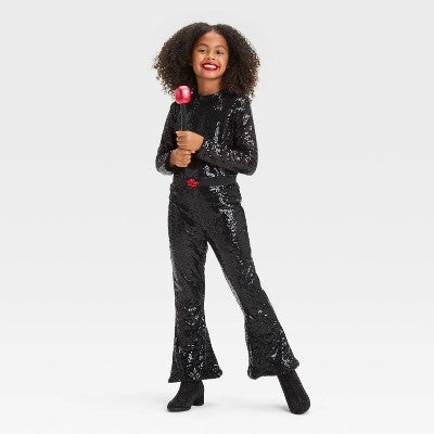 Kids' Pop Icon Halloween Costume Jumpsuit L - Hyde & EEK! Boutique: Includes Belt & Microphone, Age 10-12