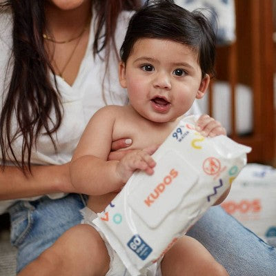 Kudos Skin-Loving Baby Wipes - 99% Water, Plastic-Free & Unscented - 180ct/3pk