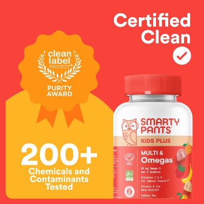 SmartyPants Kids Plus Multivitamin & Omegas Gummies with Vitamins C, D3, B12 & Zinc - 80ct