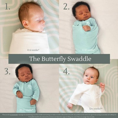 Butterfly 2-in-1 Swaddle and Transitional Sleep Sack - White
