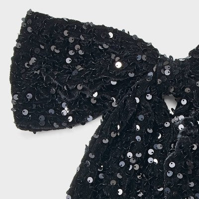 Large Sequin Hair Bow - A New Day Black