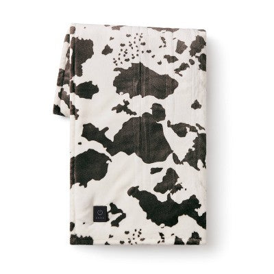 Brookstone Heated Printed Plush Cow Warm Gray