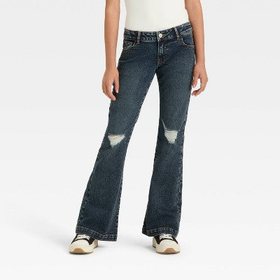 Girls' Low-Rise Flare Jeans - art class Dark Wash 8